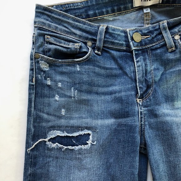 Paige Verdugo Ultra Skinny Medium Wash Destructed Jeans - Picture 11 of 13